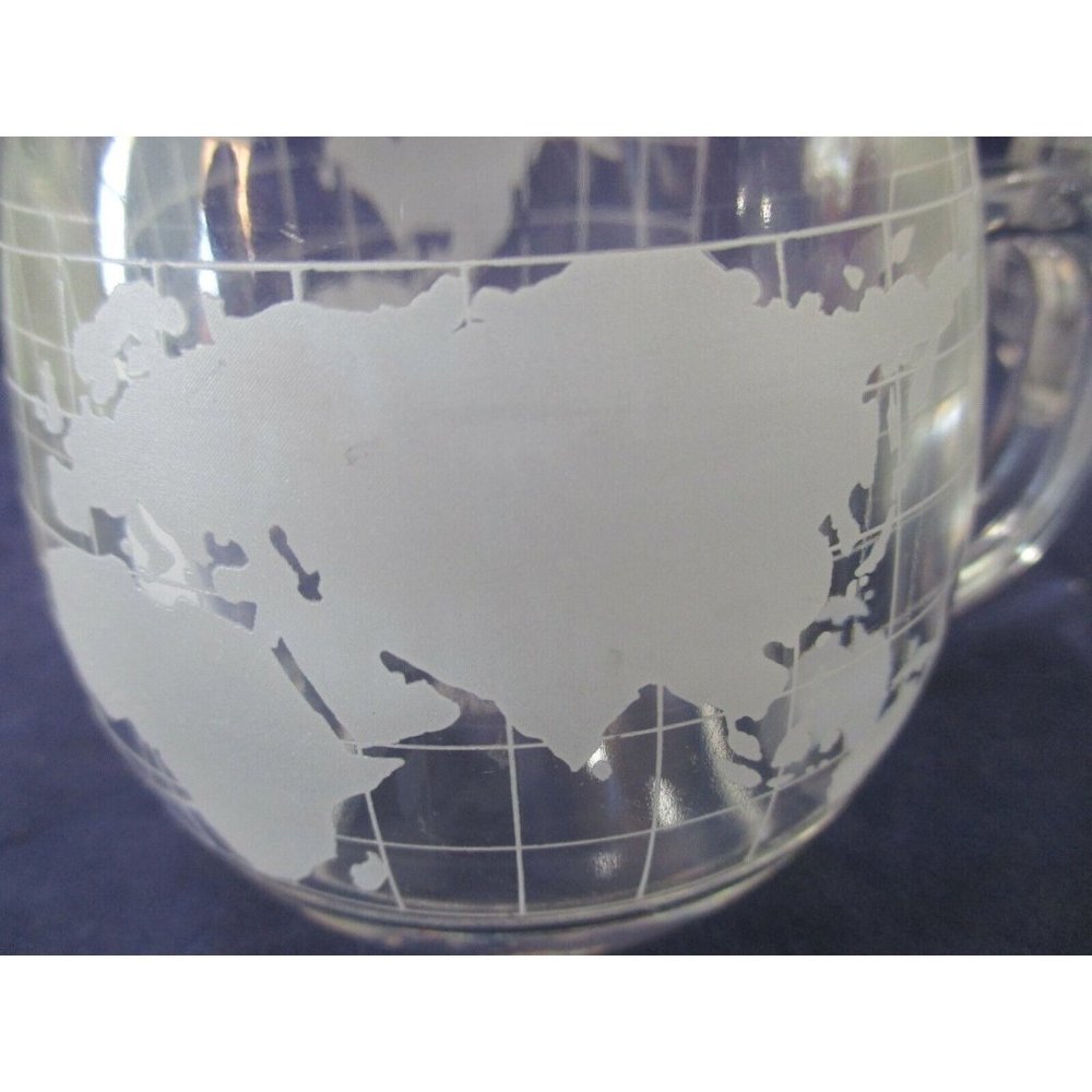 Vintage 1970's Nescafe Nestle Taste the World Etched Globe Mugs A Set of Two GUC - Picture 10 of 12